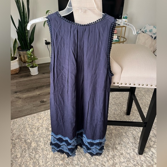 NWT $168 Anthroplogie Maeve Festivity Swing Fringe Hem Mini Dress Blue, 8 - Picture 6 of 7